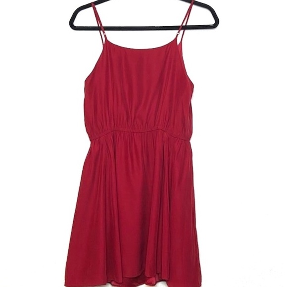WYL Red 100% Silk Spaghetti Strap Short Dress M - Picture 2 of 5